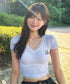MUCENT(ムセント)/Vネック クロップド 半袖 Tシャツ/SUNNIOR LACE V-NECK HALF T | AT2253034 | アイボリー
