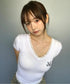 MUCENT(ムセント)/Vネック クロップド 半袖 Tシャツ/SUNNIOR LACE V-NECK HALF T | AT2253034 | アイボリー