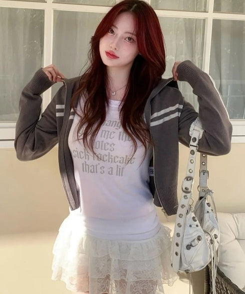 ROCKCAKE(ロックケーキ)/シアー ロゴ ラウンドネック トップス/Funk Mesh Top | AT2253035 | アイボリー