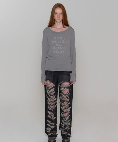 ROCKCAKE(ロックケーキ)/シアー ロゴ ラウンドネック トップス/Funk Mesh Top | AT2253035 | グレー