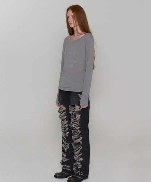 ROCKCAKE(ロックケーキ)/シアー ロゴ ラウンドネック トップス/Funk Mesh Top | AT2253035 | グレー
