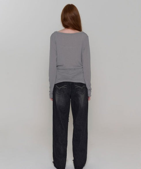 ROCKCAKE(ロックケーキ)/シアー ロゴ ラウンドネック トップス/Funk Mesh Top | AT2253035 | グレー