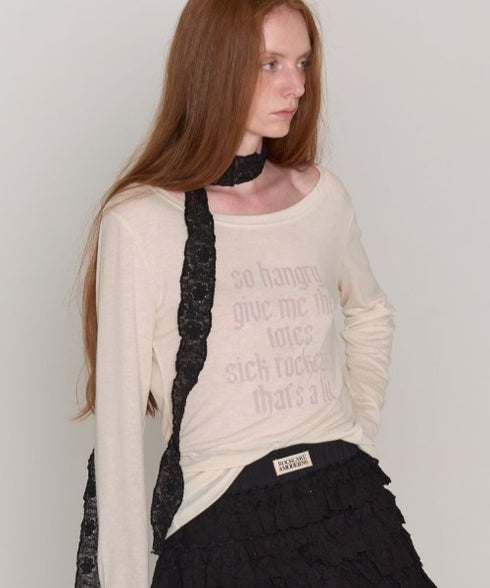 ROCKCAKE(ロックケーキ)/シアー ロゴ ラウンドネック トップス/Funk Mesh Top | AT2253035 | クリーム