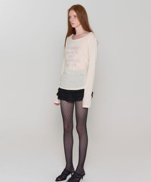 ROCKCAKE(ロックケーキ)/シアー ロゴ ラウンドネック トップス/Funk Mesh Top | AT2253035 | クリーム