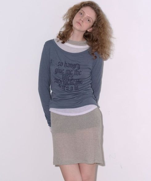 ROCKCAKE(ロックケーキ)/シアー ロゴ ラウンドネック トップス/Funk Mesh Top | AT2253035 | チャコールグレー