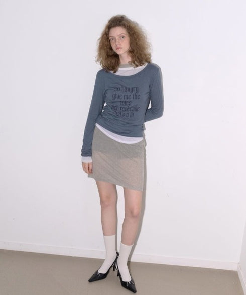 ROCKCAKE(ロックケーキ)/シアー ロゴ ラウンドネック トップス/Funk Mesh Top | AT2253035 | チャコールグレー