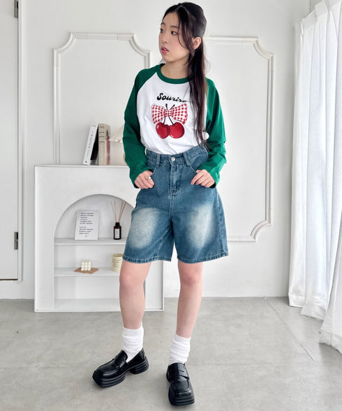 チェリーリボンラグランTシャツ | SL2256056 | グリーン