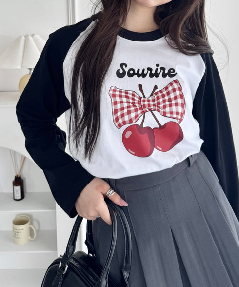 チェリーリボンラグランTシャツ | SL2256056 | ブラック