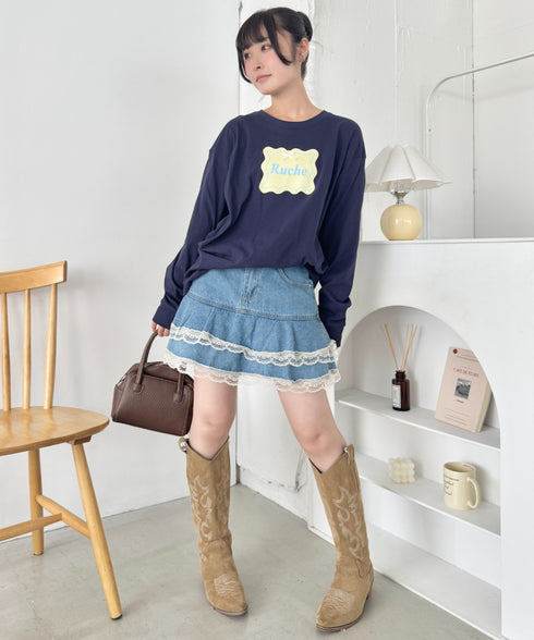 ウェーブロゴリボンTシャツ | SL2256057 | ダークネイビー
