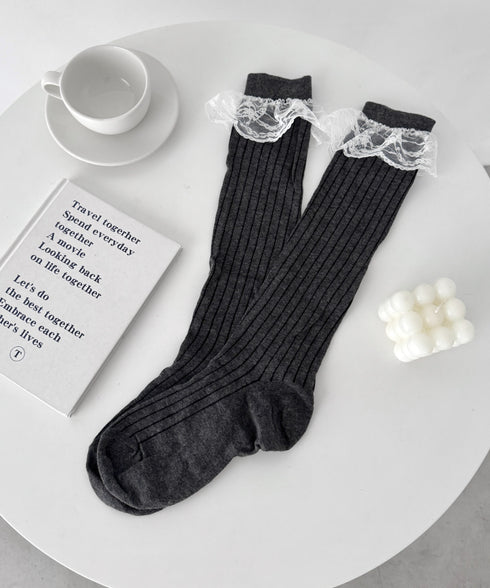 フリルレースハイソックス | LO6256029 | チャコールグレー