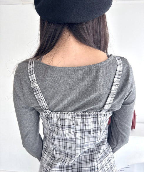 チェックフリルリボンワンピース | LO2253012 | ブラック