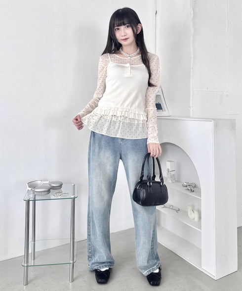 裾フリルドットティアードトップス | LO2253010 | アイボリー