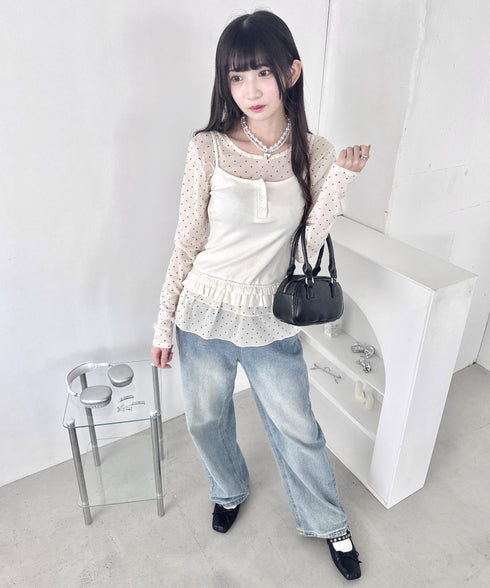 裾フリルドットティアードトップス | LO2253010 | アイボリー
