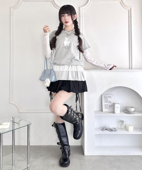 裾フリルドットティアードトップス | LO2253010 | ホワイト