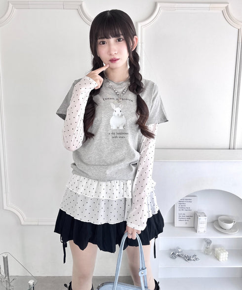 裾フリルドットティアードトップス | LO2253010 | ホワイト