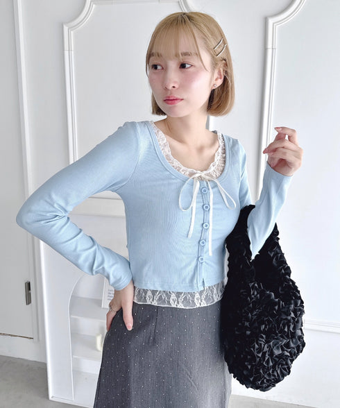 レースリボンレイヤードトップス | LO2253013 | ライトブルー