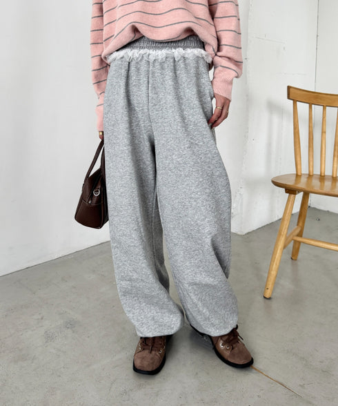 ウエストチュールレーススウェットパンツ | SL2256076 | グレー