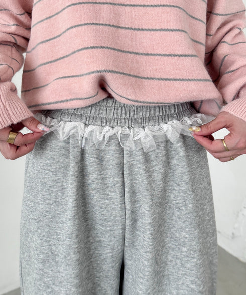 ウエストチュールレーススウェットパンツ | SL2256076 | グレー