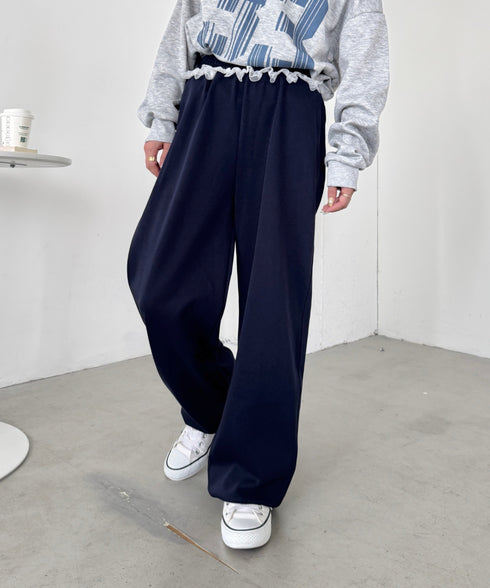 ウエストチュールレーススウェットパンツ | SL2256076 | ネイビー