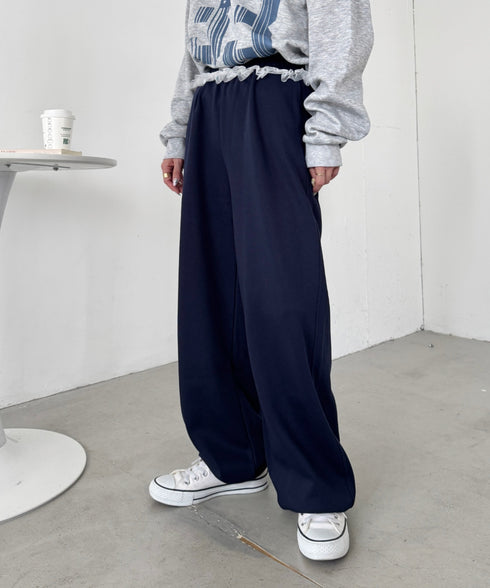 ウエストチュールレーススウェットパンツ | SL2256076 | ネイビー