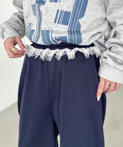 ウエストチュールレーススウェットパンツ | SL2256076 | ネイビー