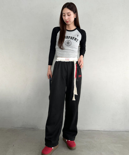 チャーム付きウエスト配色スウェットパンツ | MD2253031 | ブラック