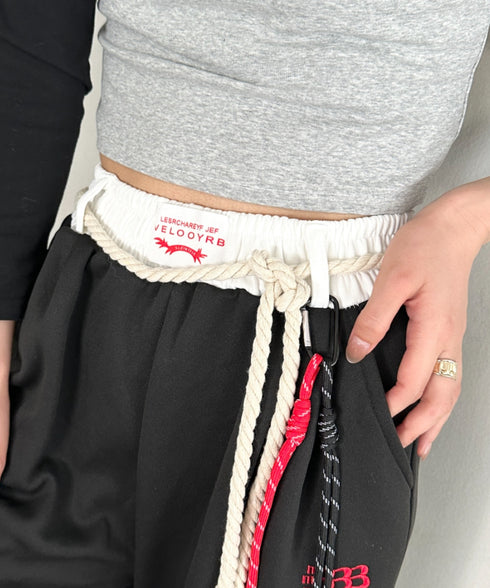 チャーム付きウエスト配色スウェットパンツ | MD2253031 | ブラック