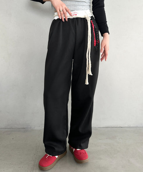 チャーム付きウエスト配色スウェットパンツ | MD2253031 | ブラック