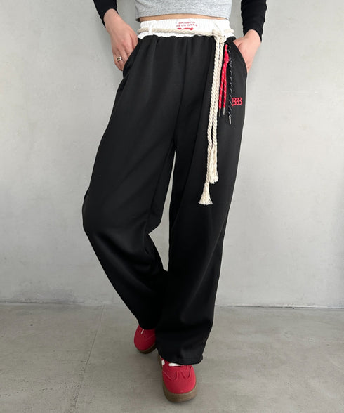 チャーム付きウエスト配色スウェットパンツ | MD2253031 | ブラック