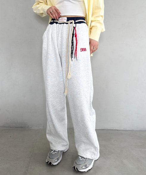 チャーム付きウエスト配色スウェットパンツ | MD2253031 | グレー