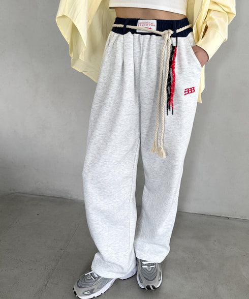 チャーム付きウエスト配色スウェットパンツ | MD2253031 | グレー