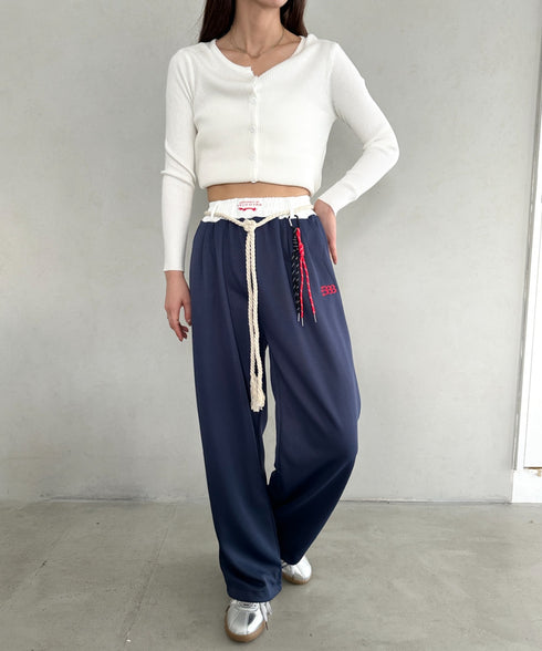 チャーム付きウエスト配色スウェットパンツ | MD2253031 | ネイビー