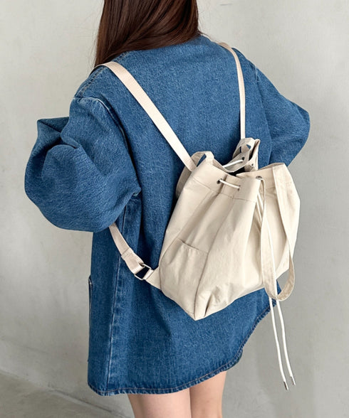 【A4収納可能】軽量ナイロン2way巾着バッグ トートバッグ リュック | MD1253036 | アイボリー