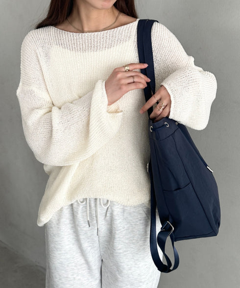 【A4収納可能】軽量ナイロン2way巾着バッグ トートバッグ リュック | MD1253036 | ネイビー