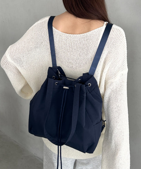 【A4収納可能】軽量ナイロン2way巾着バッグ トートバッグ リュック | MD1253036 | ネイビー