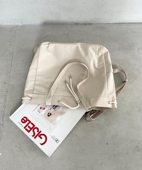 【A4収納可能】軽量ナイロン2way巾着バッグ トートバッグ リュック | MD1253036 | アイボリー