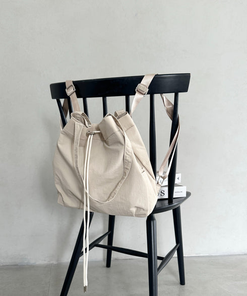 【A4収納可能】軽量ナイロン2way巾着バッグ トートバッグ リュック | MD1253036 | アイボリー