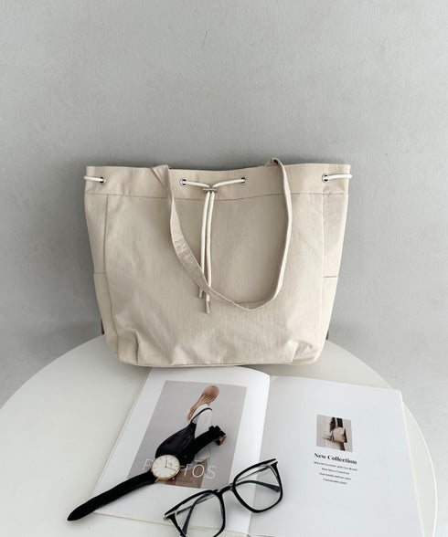 【A4収納可能】軽量ナイロン2way巾着バッグ トートバッグ リュック | MD1253036 | アイボリー