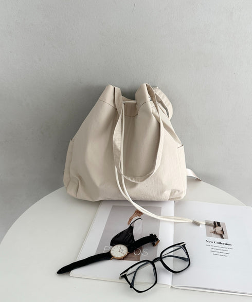 【A4収納可能】軽量ナイロン2way巾着バッグ トートバッグ リュック | MD1253036 | アイボリー