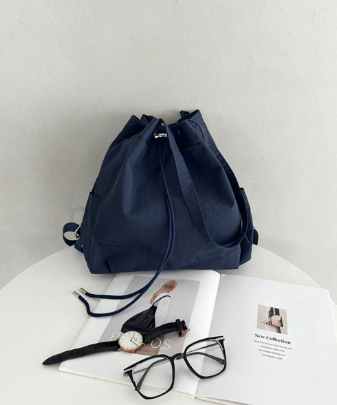 【A4収納可能】軽量ナイロン2way巾着バッグ トートバッグ リュック | MD1253036 | ネイビー