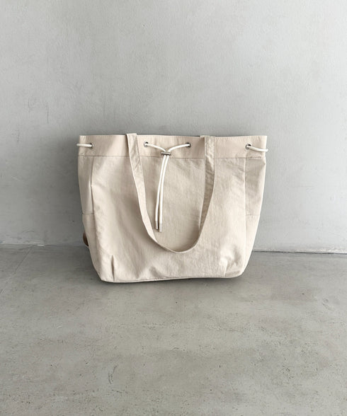 【A4収納可能】軽量ナイロン2way巾着バッグ トートバッグ リュック | MD1253036 | アイボリー