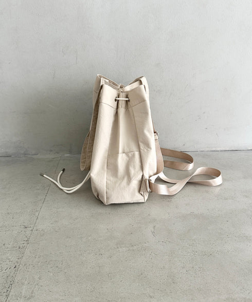 【A4収納可能】軽量ナイロン2way巾着バッグ トートバッグ リュック | MD1253036 | アイボリー