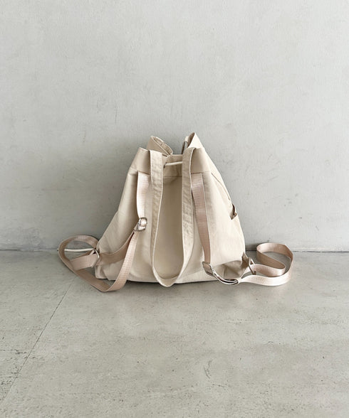 【A4収納可能】軽量ナイロン2way巾着バッグ トートバッグ リュック | MD1253036 | アイボリー