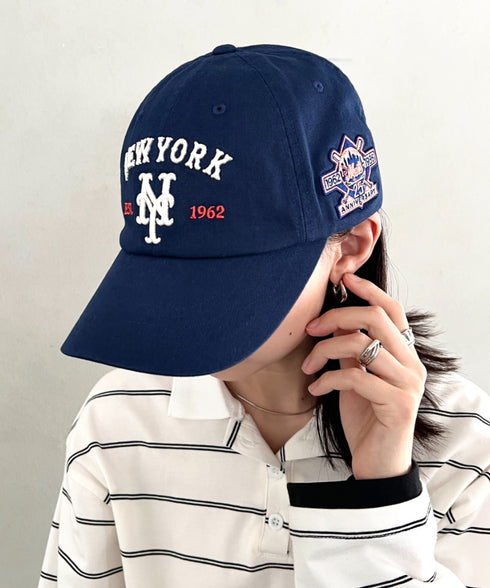 MLB KOREA(エムエルビーコリア)/ヴィンテージ 刺繍 ロゴパッチ メジャーリーグ ベースボール キャップ 帽子/Vintage Cooperstown Patch Unstruck Ball Cap | AT5253044 | ネイビー