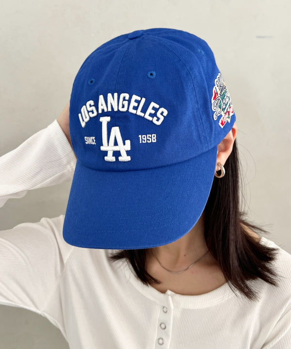 MLB KOREA(エムエルビーコリア)/ヴィンテージ 刺繍 ロゴパッチ メジャーリーグ ベースボール キャップ 帽子/Vintage Cooperstown Patch Unstruck Ball Cap | AT5253044 | ブルー
