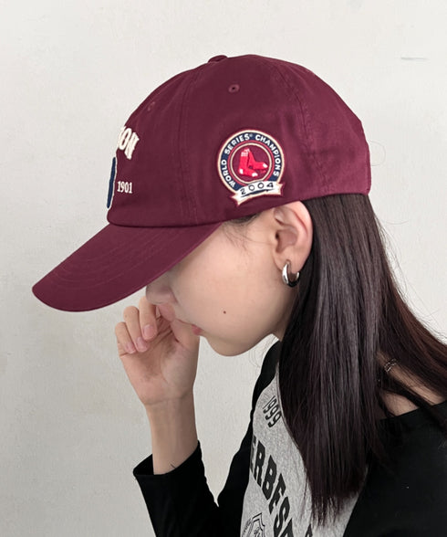 MLB KOREA(エムエルビーコリア)/ヴィンテージ 刺繍 ロゴパッチ メジャーリーグ ベースボール キャップ 帽子/Vintage Cooperstown Patch Unstruck Ball Cap | AT5253044 | ワインレッド