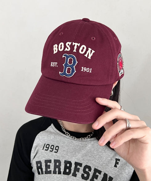 MLB KOREA(エムエルビーコリア)/ヴィンテージ 刺繍 ロゴパッチ メジャーリーグ ベースボール キャップ 帽子/Vintage Cooperstown Patch Unstruck Ball Cap | AT5253044 | ワインレッド