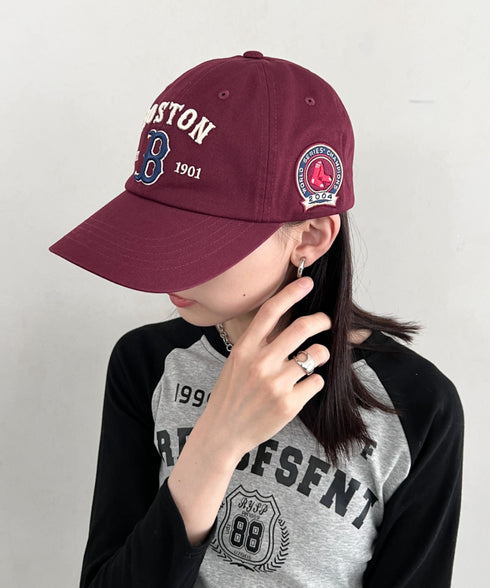 MLB KOREA(エムエルビーコリア)/ヴィンテージ 刺繍 ロゴパッチ メジャーリーグ ベースボール キャップ 帽子/Vintage Cooperstown Patch Unstruck Ball Cap | AT5253044 | ワインレッド