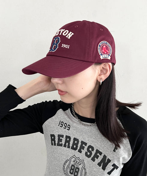MLB KOREA(エムエルビーコリア)/ヴィンテージ 刺繍 ロゴパッチ メジャーリーグ ベースボール キャップ 帽子/Vintage Cooperstown Patch Unstruck Ball Cap | AT5253044 | ワインレッド