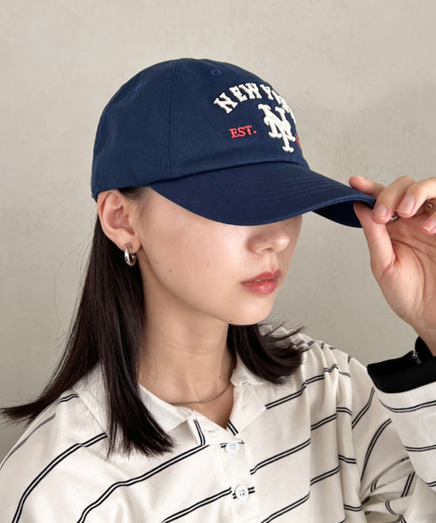 MLB KOREA(エムエルビーコリア)/ヴィンテージ 刺繍 ロゴパッチ メジャーリーグ ベースボール キャップ 帽子/Vintage Cooperstown Patch Unstruck Ball Cap | AT5253044 | ネイビー